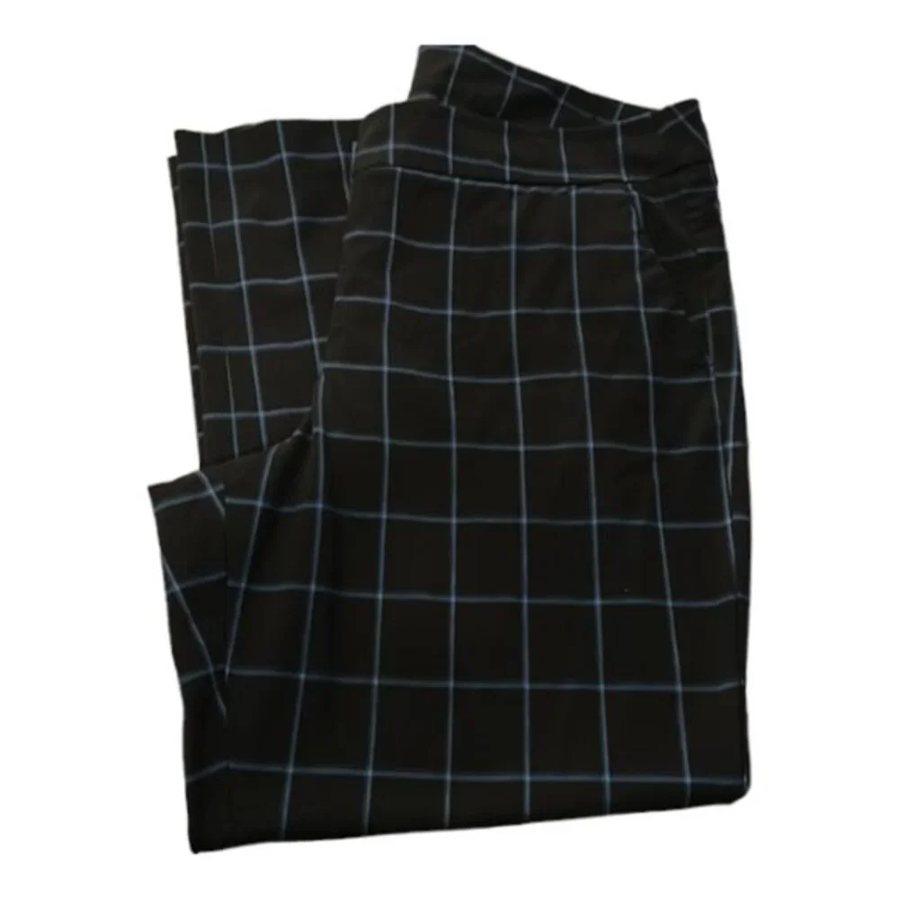 Lane Bryant Black and Blue Checkered Pants - Picture 1 of 8
